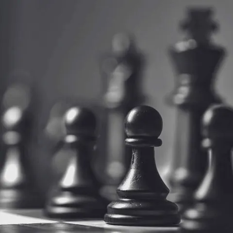 A chessboard mid-game